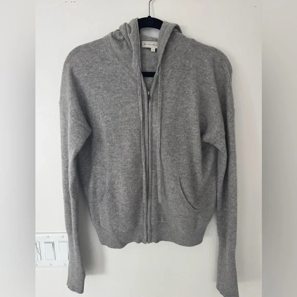 White + Warren Heather Gray Zip Up Hoodie SM - Picture 3 of 9